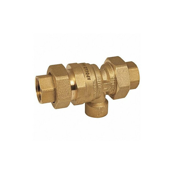 Apollo Valves Dual Check Valve w/ Port,Brass,3/4",FNPT 4A4A44AM