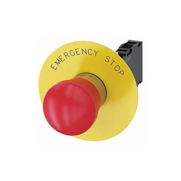 Siemens Push Button,22mm,Red,Metal Bezel 3SU1150-1HA20-1FG0