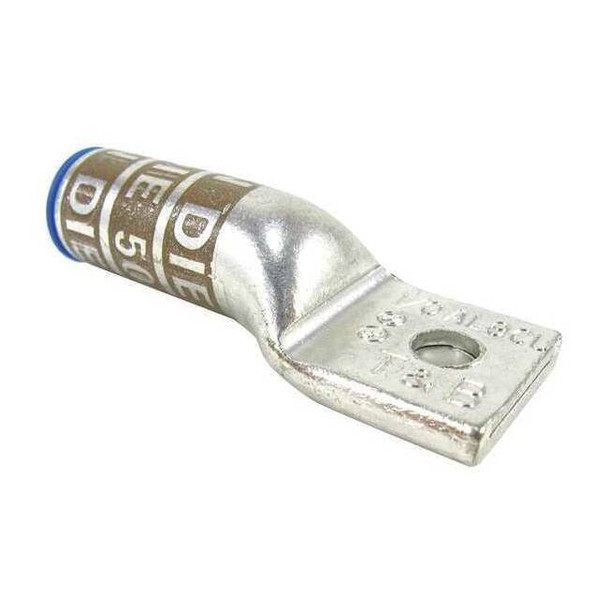 One-Hole Compression Lug, 1/0 AWG Max, 1/2 in Stud, Long Barrel, Aluminum, Tan