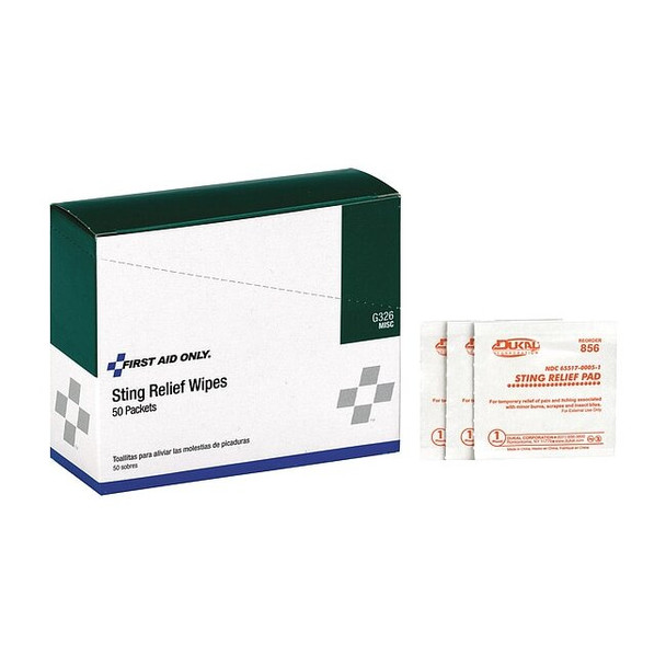 First Aid Only Bite and Sting Pads,White,50/Box G326