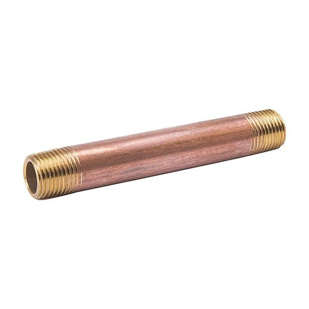 1-1/4" MNPT x 1-5/8" TBE Red Brass Pipe Nipple Sch 80