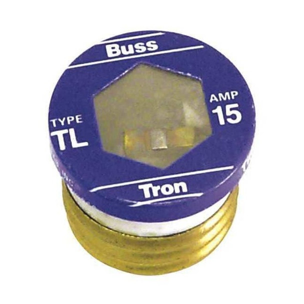 Eaton Bussmann Plug Fuse, 15A, 10kA at 125V AC, 4 PK T-15