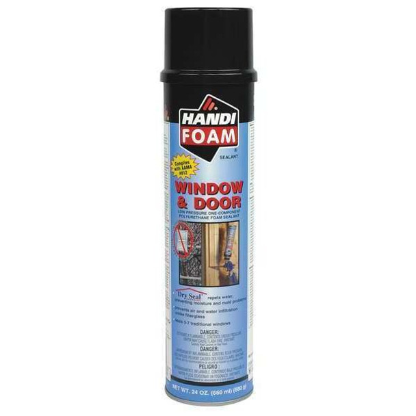 Spray Foam Sealant, 24 oz, Aerosol Can, Creme, Polyurethane Base, Window & Door