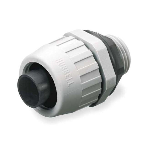 Conduit Fitting Connector, 1/2 in, Threaded, Nylon, Gray