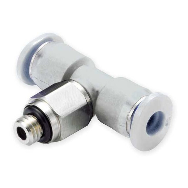 Swivel Tee, 1/4 in Tube Size, Brass, Polybutylene Terephthalate, Gray, 10 PK
