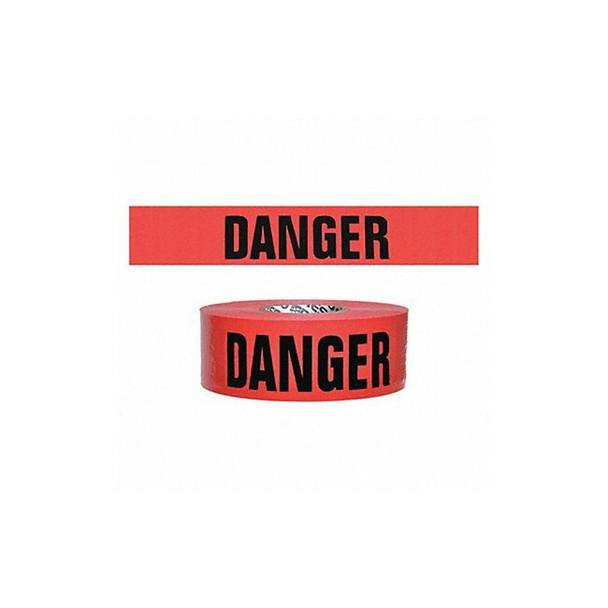 Barricade Tape, Danger, Red, 3 in Wide x 500 ft Length, Polyethylene, 7 mil