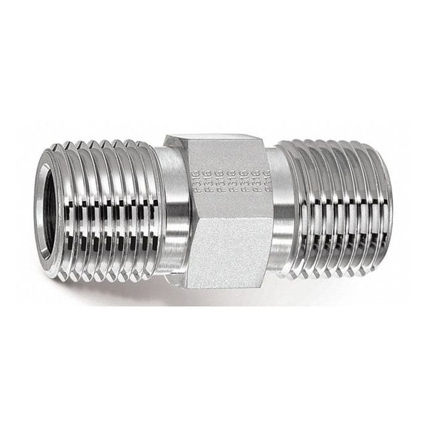 Parker 1/4" MNPT 316 SS Hex Nipple 4-4 MHN-SS