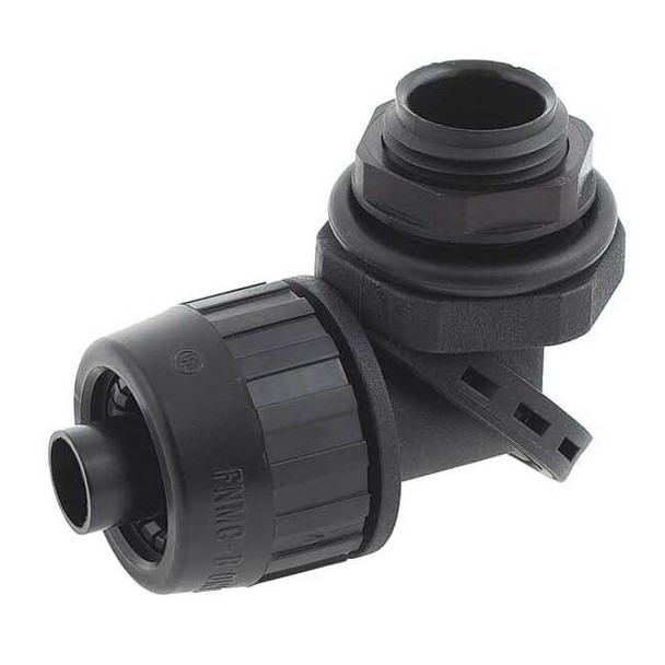 Conduit Fitting Connector, 3/4 in, Threaded, Nylon, PVC Coated, Black