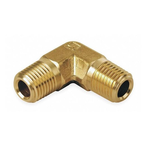 90 Degrees Elbow Brass Pipe Fitting, 1/4 in Male NPT X 1/4 in Male NPT