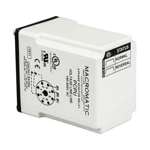 Macromatic Phase Monitor Relay, 8 Pins, 190-500V AC PCPU