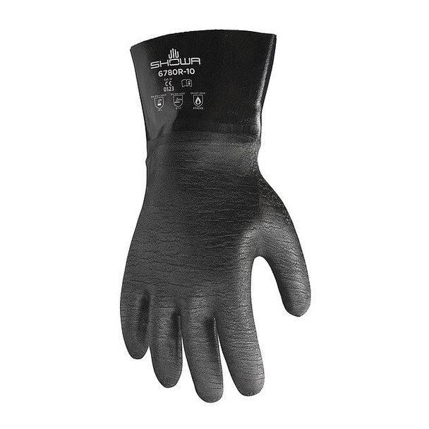6780R Chemical Resistant Gloves, Neoprene, 12 in L, 26 mil, Black, 10, 1 PR