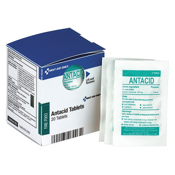 First Aid Kit Refill,Antacid, 2 Tablets Per Packet, 10 Packets Per Box