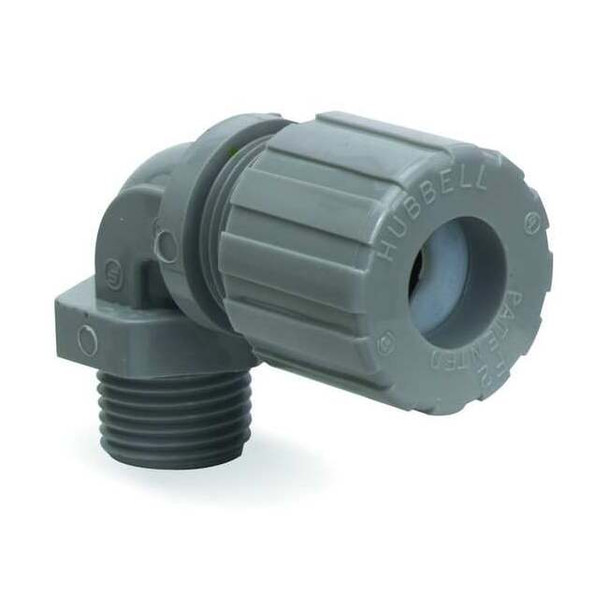 Hubbell Wiring Device-Kellems Liquid Tight Connector,1/2in.,90 deg,Wht NHC1022CR
