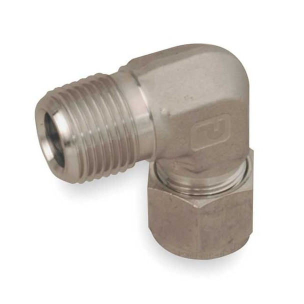 Parker 1/4" x 1/2" A-LOK x MNPT 316 SS Male 90 Degree Elbow 8MSEL4N-316