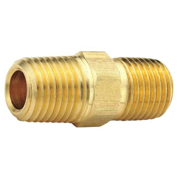 Parker Hex Nipple Brass Hex Nipple, 1/2 in Male NPT X 3/8 in Male NPT L216P-8-6