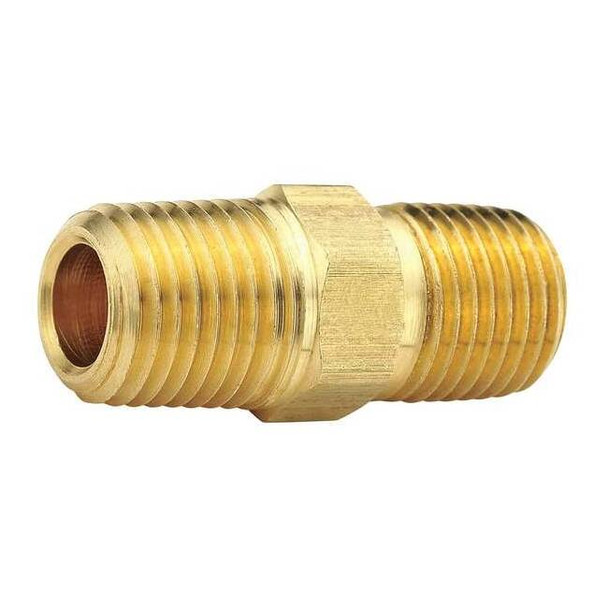Parker Hex Nipple Brass Hex Nipple, 1/2 in Male NPT X 3/8 in Male NPT L216P-8-6
