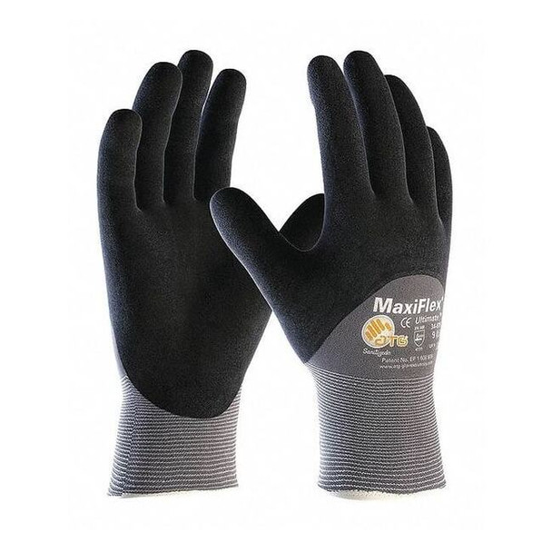 Coated Gloves, Foam Nitrile, Foam, 3/4 Dip, 3 Abrasion Level, Gray, M (8) 12 PK