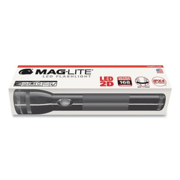 Mag-Lite Standard Flashlight, 2 D, 27 Lumens, Black