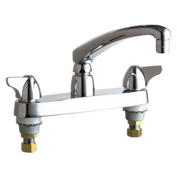 Low Arc Kitchen Faucet, Manual, 8" Mount, 2 Hole Commercial