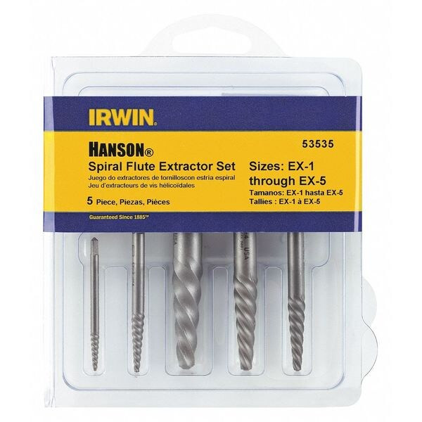 Irwin Screw Extractor Set,Spiral Flute,5 pcs 53535