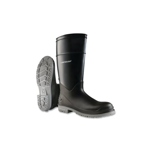 PolyGoliath Rubber Boots, Steel Toe, Men's 12, 16 in Boot, Polyblend/PVC, Black/Gray