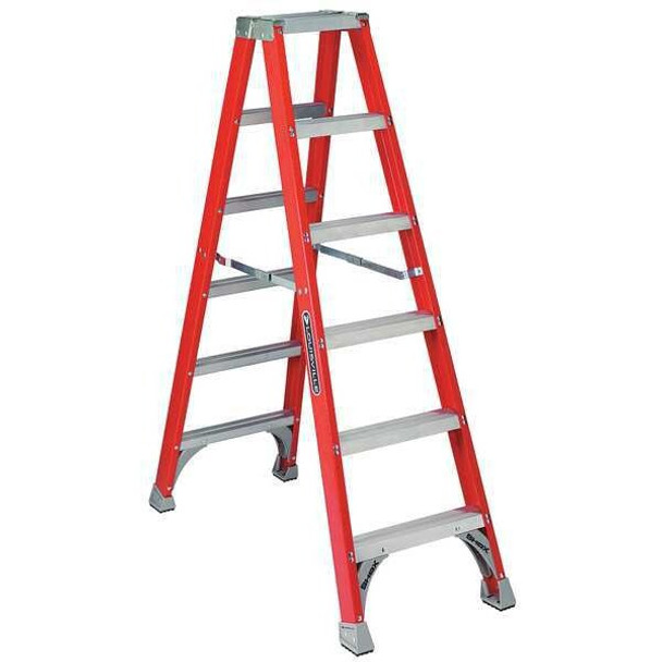 Louisville 6 ft Fiberglass Twin Stepladder, 300 lb Capacity FM1506
