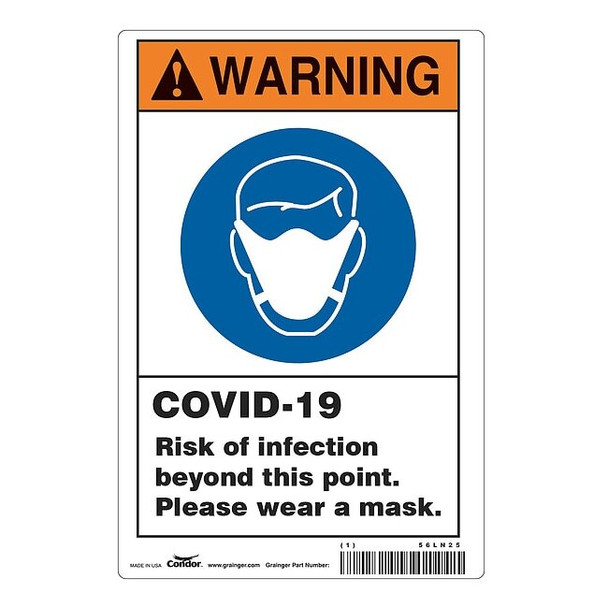 Risk of Infection Sign, 10" W x 7" H, English, Polystyrene, White