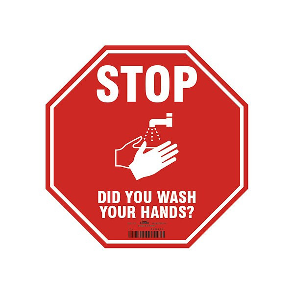 Safety Sign, 12 in H, 12 in W, Plastic, Octagon, English, HWB400T1212