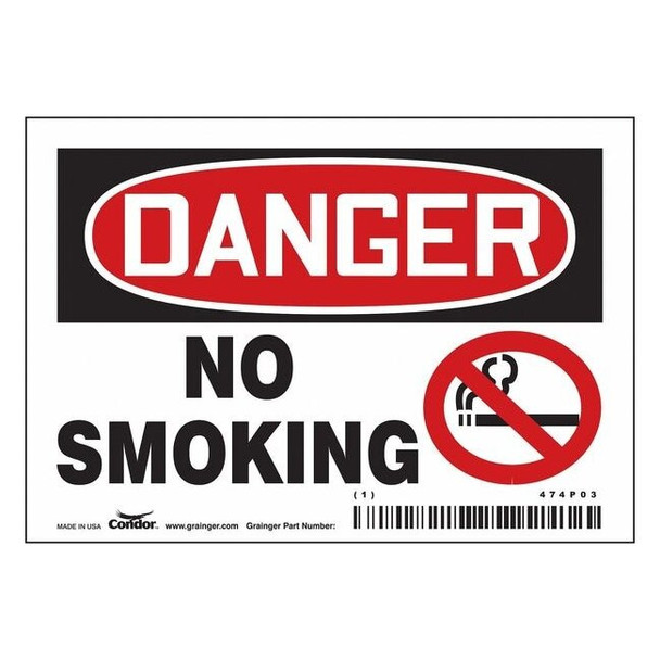 Safety Sign, 3 1/2 in H, 5 in W, Vinyl, Horizontal Rectangle, English, 474P03