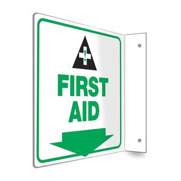 Condor FIRST AID, 8 in W x 8 in H, L-Shape Projection, PETG, 480W52 480W52