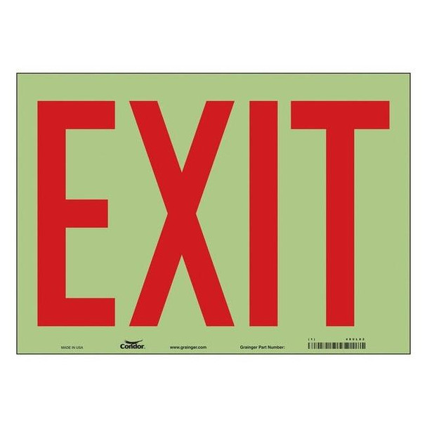 Condor Exit Sign, Vinyl, 14" W, 10" H, Exit, White 480L82