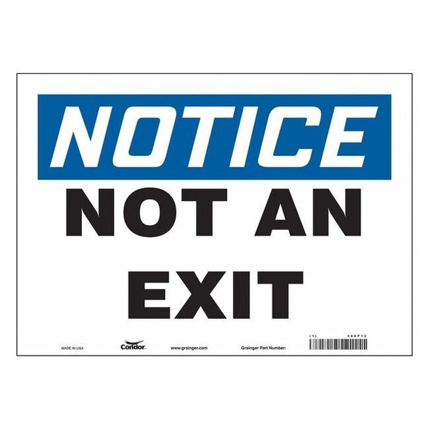 Condor Exit Sign, Vinyl, 14" W, 10" H, Not An Exit, White 480P13