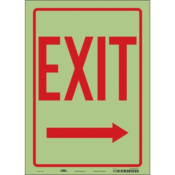 Condor Exit Sign, Vinyl, 10" W, 14" H, Exit, White 480M33