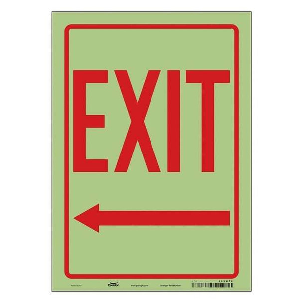 Condor Exit Sign, Vinyl, 10" W, 14" H, Exit, Red, White 480M76