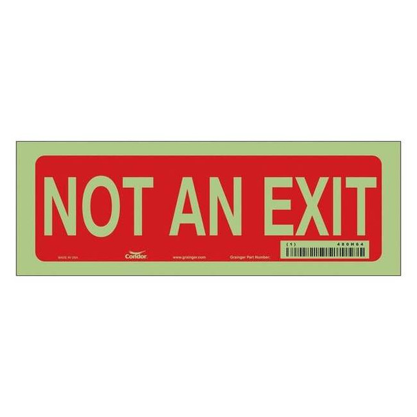 Condor Exit Sign, Vinyl, 10" W, 3-1/2" H, Not An Exit, Red, White 480H64