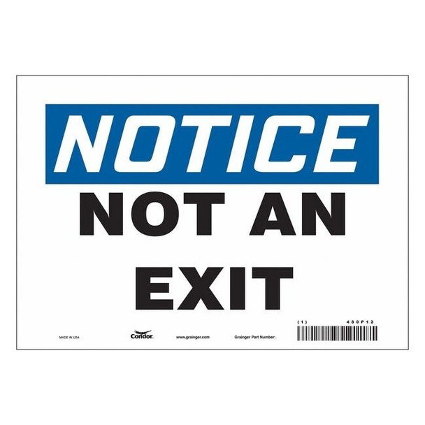 Condor Exit Sign, Vinyl, 10" W, 7" H, Not An Exit, White 480P12