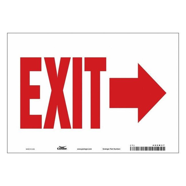 Condor Exit Sign, Vinyl, 10" W, 7" H, Exit, White 480M27