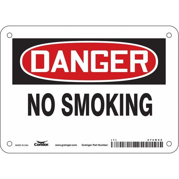 Safety Sign, 5 in H, 7 in W, Vinyl, Horizontal Rectangle, English, 474N92