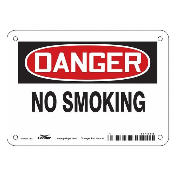 Safety Sign, 5 in H, 7 in W, Vinyl, Horizontal Rectangle, English, 474N92