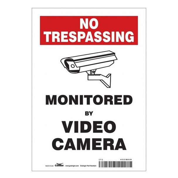 Security Sign, 10 in Height, 7 in Width, Vinyl, Horizontal Rectangle, English