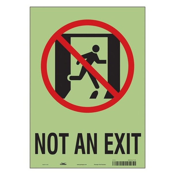 Condor Exit Sign, Vinyl, 10" W, 14" H, Not An Exit, White 480J15