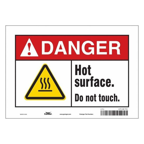 Danger Sign, 7 in H, 10 in W, Vinyl, Vertical Rectangle, English, 474Z75