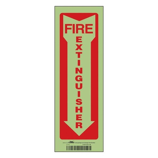 Safety Sign, 12 in Height, 4 in Width, Glow Vinyl, Horizontal Rectangle, English