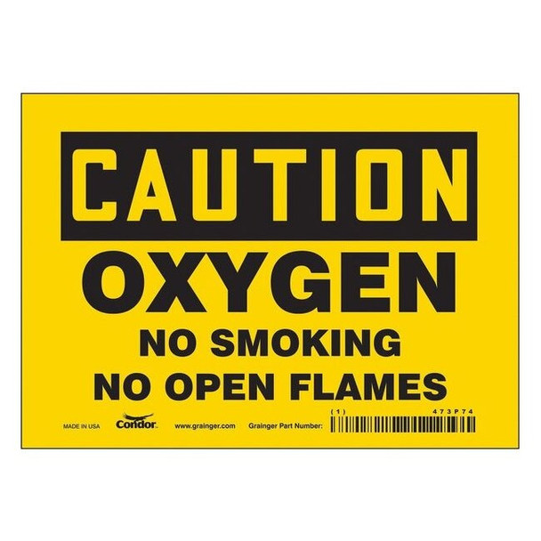 No Smoking Sign, 5 in H, 7 in W, Vinyl, Horizontal Rectangle, English, 473P74