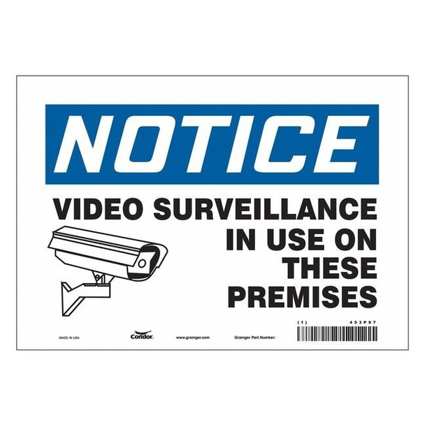 Security Sign, 7 in H, 10 in W, Vinyl, Vertical Rectangle, English, 453P97