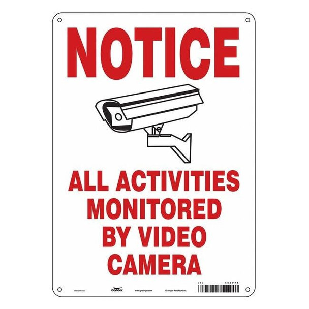 Security Sign, 14 in H, 10 in W, Aluminum, Vertical Rectangle, English, 453P75