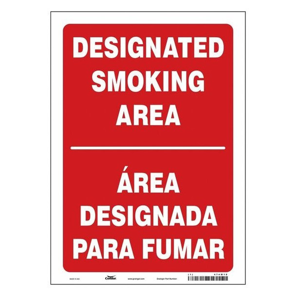 Safety Sign, 14 in H, 10" W, Vinyl, Vertical Rectangle, English, Spanish, 474M10