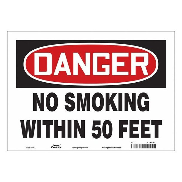 Safety Sign, 10" H, 14 in W, Vinyl, Horizontal Rectangle, English, 474U05