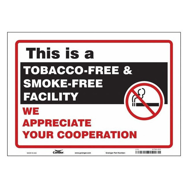 Safety Sign, 10" H, 14 in W, Vinyl, Horizontal Rectangle, English, 474L28