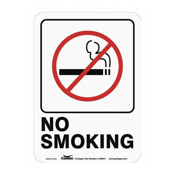 No Header, No Smoking, 5 in W x 7 in H, Vertical Rectangle, Polyethylene